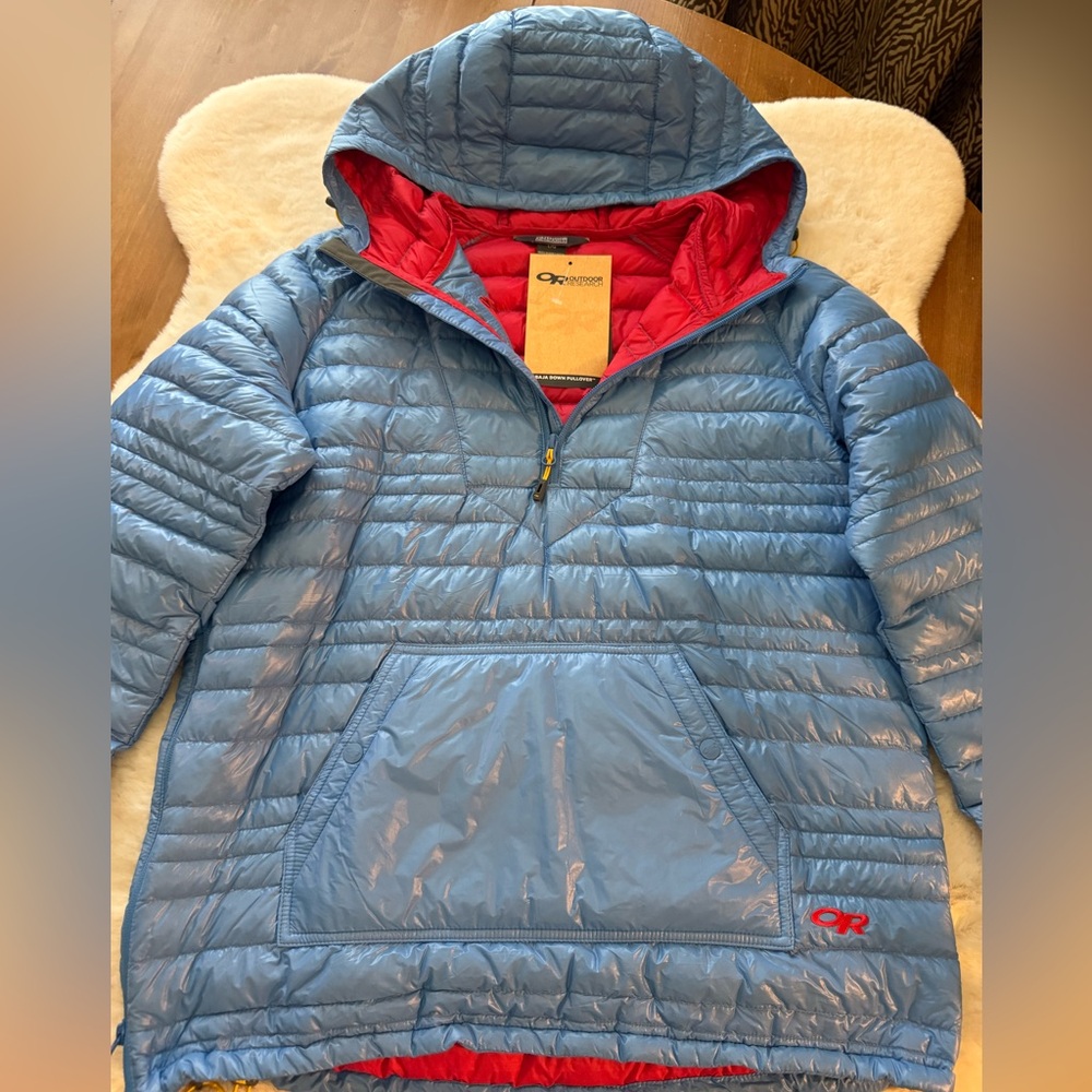 Outdoor Research Baja Goose Down Pullover, Blue and Red